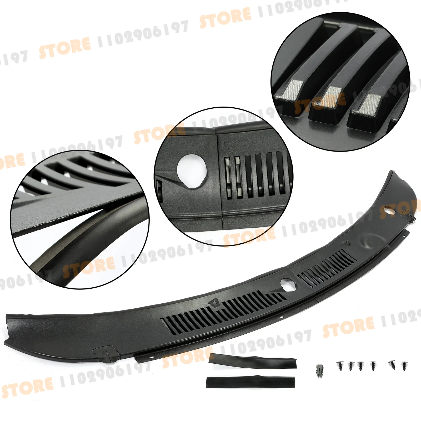 for LHD 1999-2004 Ford Mustang Windshield Wiper Cowl Grille Vent Cover Panel Hood Assembly Replacement 3R3Z6302228AAA