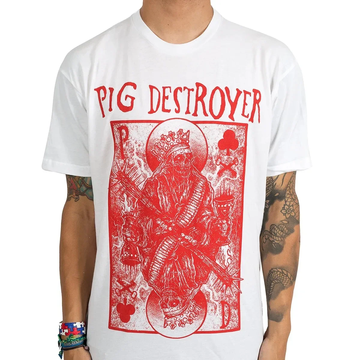 Pig Destroyer Graphic T Shirt Black White Ink Art Bleeding Man No Entry Door Punk Grindcore Band Merch Unisex Top