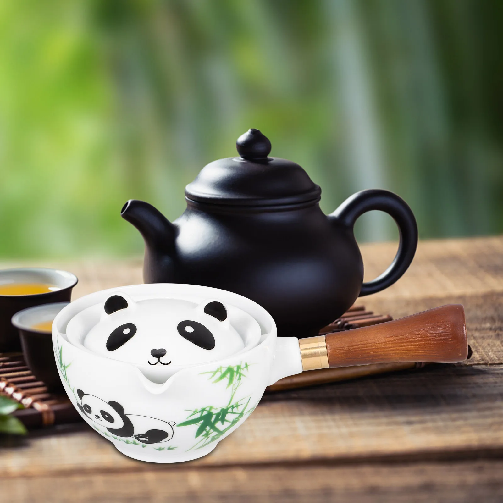 

360 Degree Ceramic Teapot Side Handle Portable Kettle Household Travel Household Tea Kettle Anti Scald Tea Maker