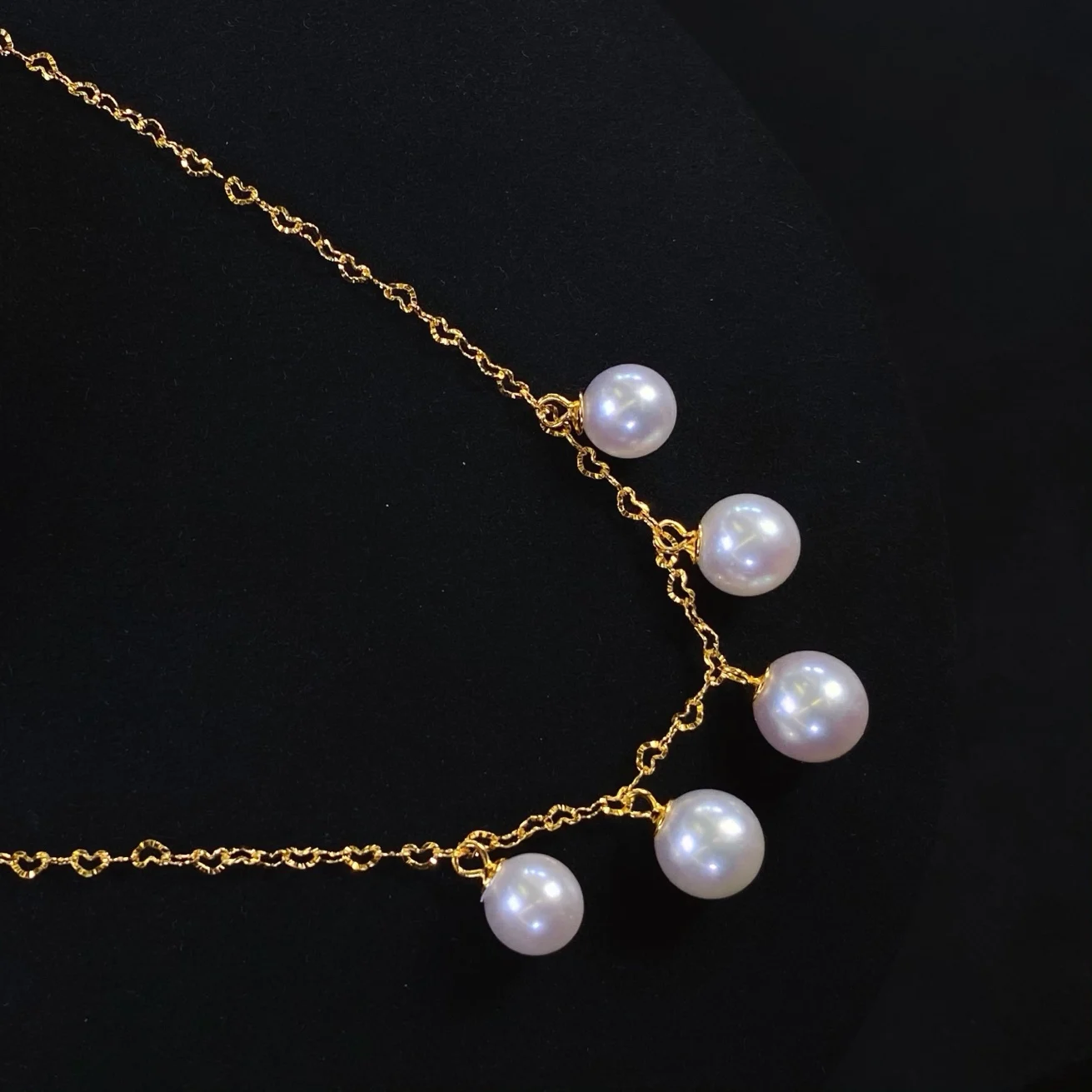 s925-sterling-silver-heart-shaped-pendant-necklace-with-five-beads-pearl-dangle-18k-gold-plated-multi-link-chain-fashion-jewelry