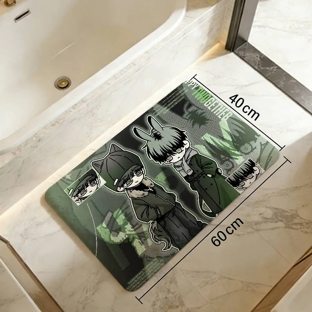 Happy Twogether bl Floor Mat Rectangle Anti-slip Home Soft Badmat Front Door Indoor Outdoor Mat Welcome Doormat