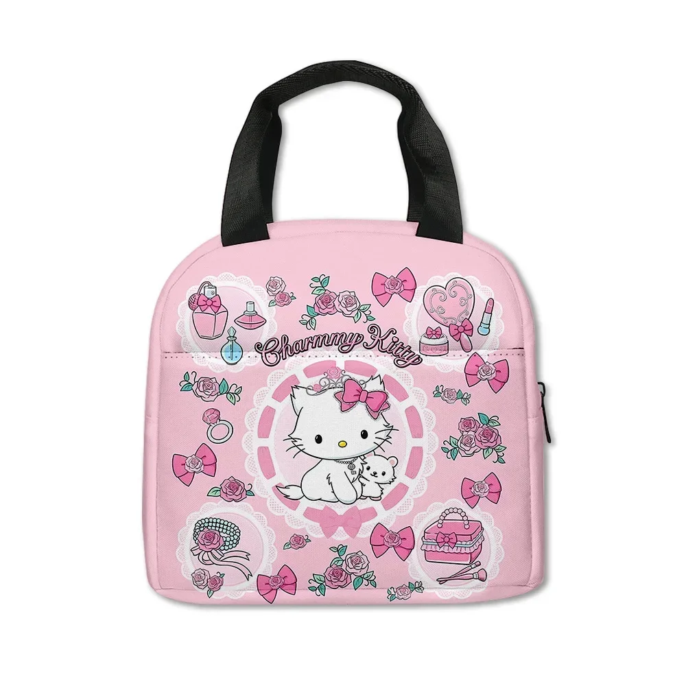 Sanrio Hello Kitty Kuromi Elementary School Students Junior High Cartoon Cute Lunch Bag Large Capacit Portable KT Bento Bag