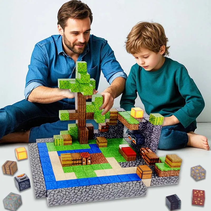 

Magnetic Building Blocks 40/60/80 Pcs Square Cube Block Educational Creative Construction Toys Stacking Magnets Montessori STEM