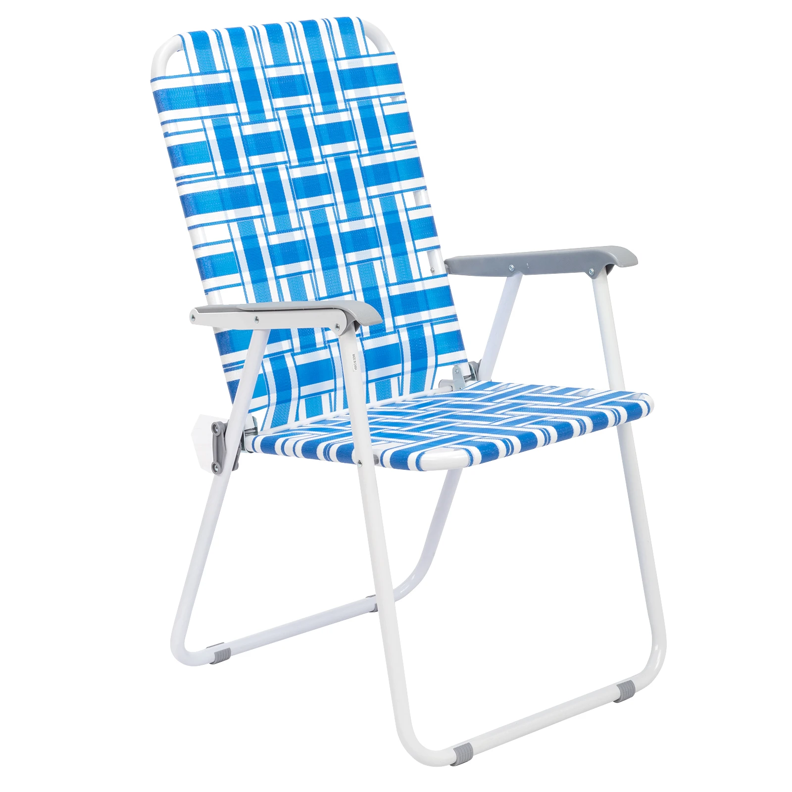 

[Same Code：70635530]2pcs Steel Tube PP Webbing Bearing 120kg Folding Beach Chair Blue& White Strip