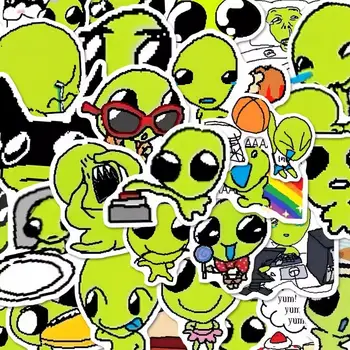 10/52片趣味眼睛Q版綠色外星人貼紙DIY材料裝飾,適用於手機殼、筆記型電腦、桌面、水瓶、兒童貼紙 12 最佳銷售 滑稽的貼紙 - №2