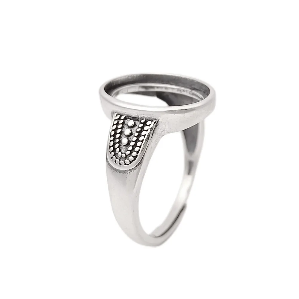 

Ring Blank (10x14mm Oval Blank) Adjustable Thai Sterling Silver Ring Setting Oval Cabochon Ring Base