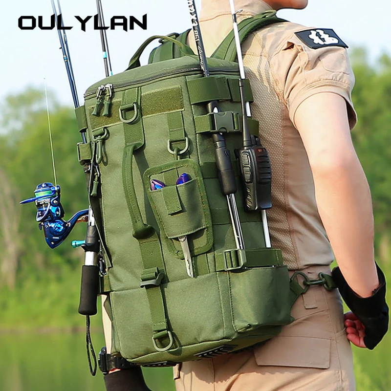 

Black Green Lure Fishing Bags Multi-functional Backpack Outdoor Sports Large Capacity Rod Fishing Tackle Bag