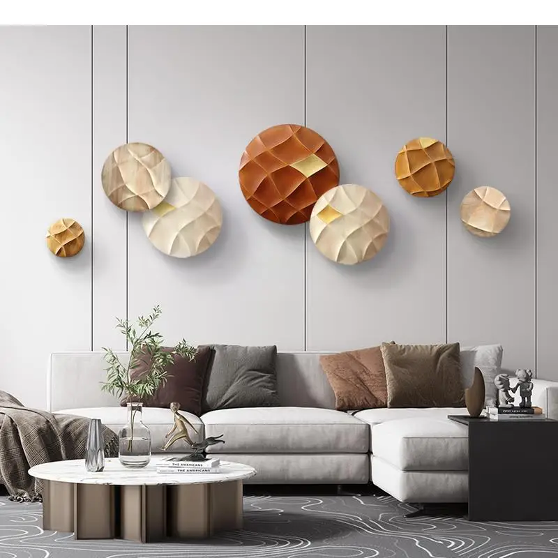 Waffle Shape Wood Disc Crafts Wall Decoration Aesthetic Room Decor Hanging Ornaments Backdrop Display 3D Pendants