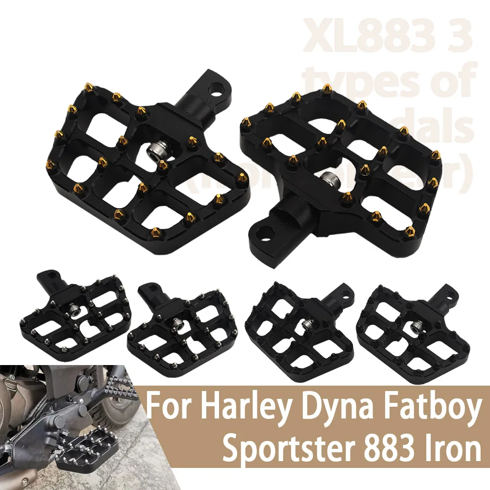For Harley Sportster XL 883 1200 883 Iron Dyna Fatboy Driver Front Footrest Pedals Motorcycle Rotatable Footpegs Rear Foot Pegs