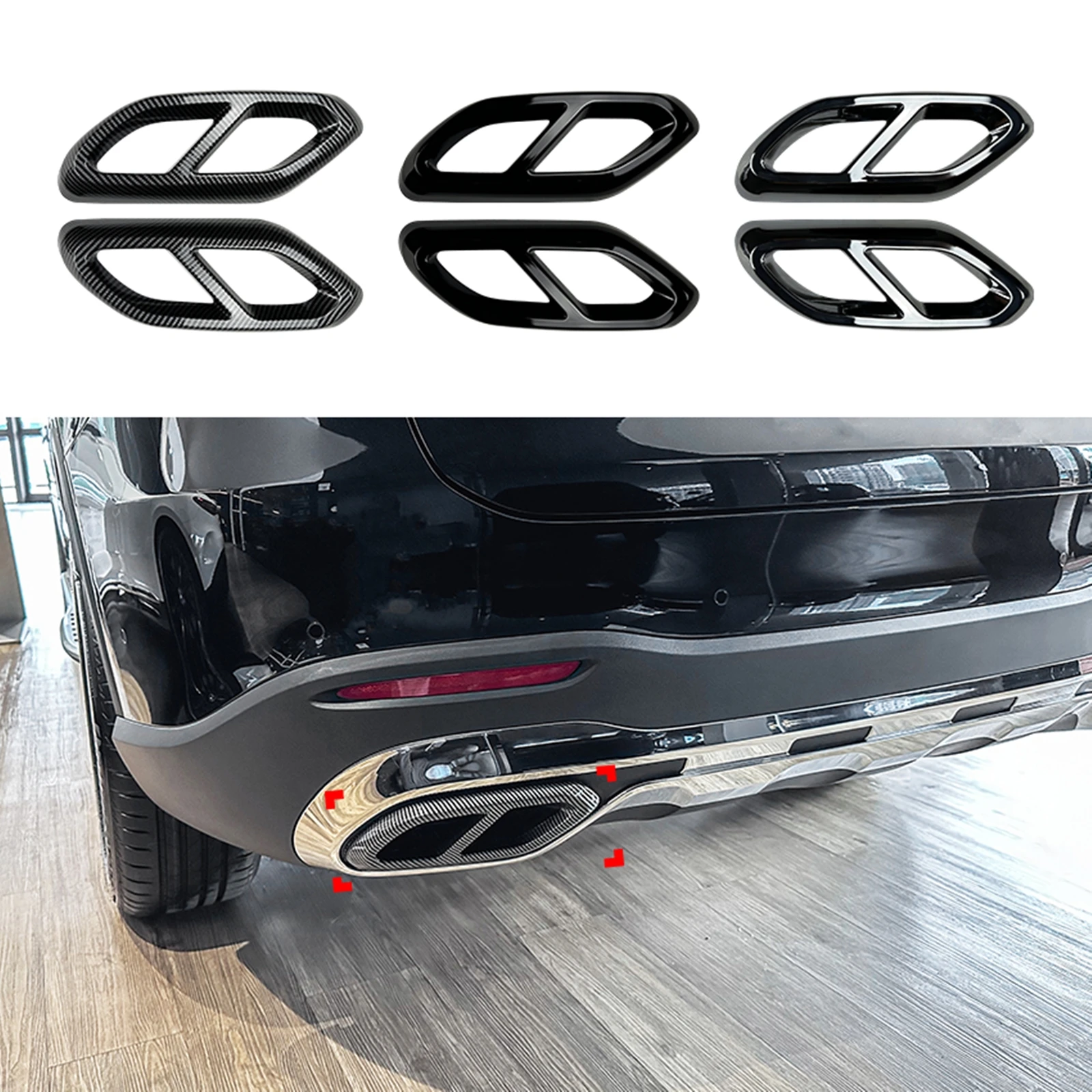 Rear Exhaust Muffler Tip Cover Trim Pipe Frame Air Outlet Vent Strip For Mercedes Benz GLC Class X254 GLC260 GLC300 AMG 2023