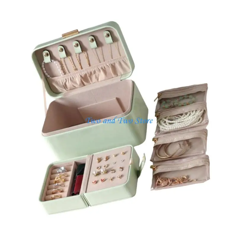 HX6F Compact Jewelry Travel Organizers Premium Multi Section Protective Case Women