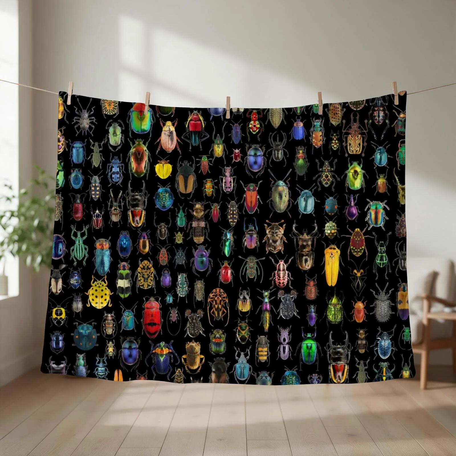 Beetles (Not the Rock Band) Throw Blanket couch cozy soft plush fuzzy picnic outdoor blanket