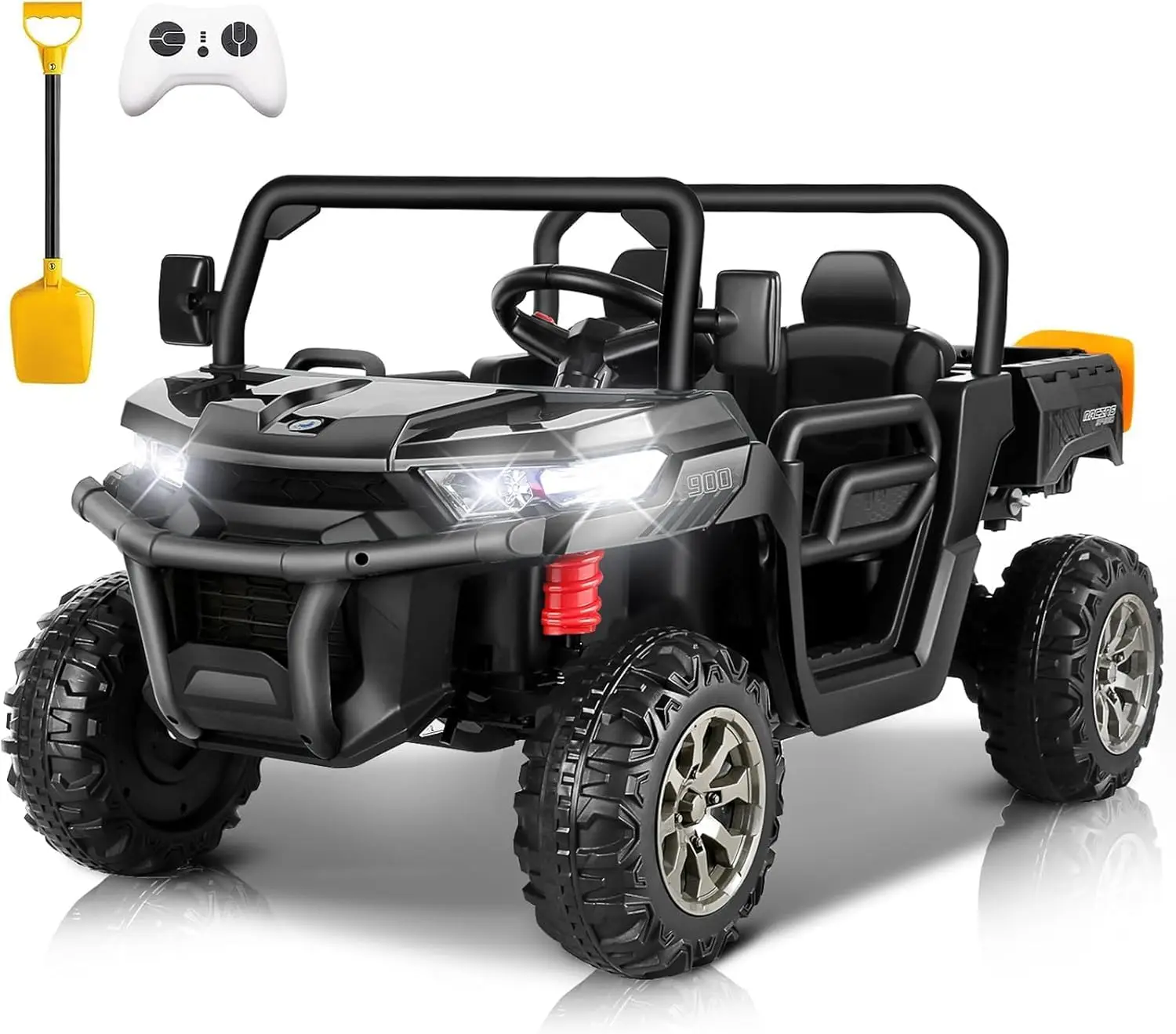 24V 4WD Ride on Car Dump Truck w/4X200W Motor, 2 Seaters, Gift Flower, 2.4G Remote Control, Bluetooth Music, LED Light, 24 Volt