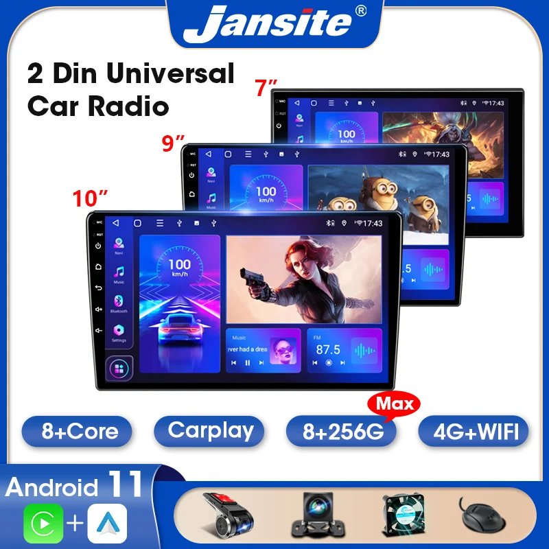 Jansite Universal Car Radio Android 11 For Nissan KIA Honda Toyota VW Multimedia Video Player Autoradio Carplay GPS 7/9/10