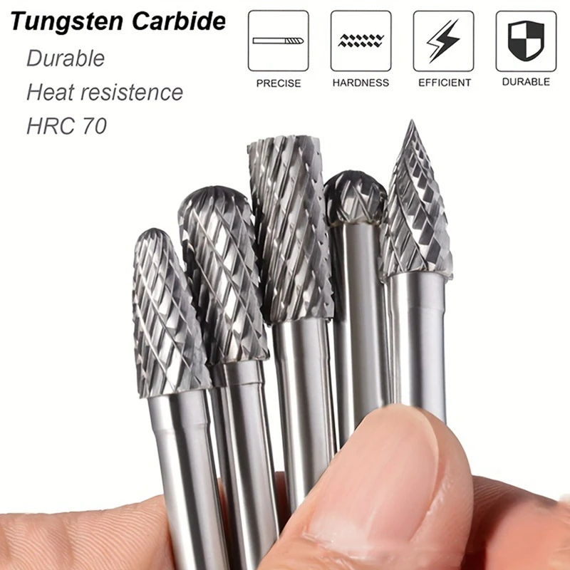 1/4 Carbide Burr Kit 1/4 Shank Die Grinding Bit Drill Bit For Metal Rotary Tool File Welding Wood Stone Deburring