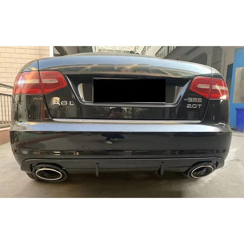 RS6 C6 Diffuser With Tailpipe For Audi A6 C6 Refit To Audi A6 RS Line Rear Bumper Diffuser 2005 2006 2007 2008 2009 2010 2011