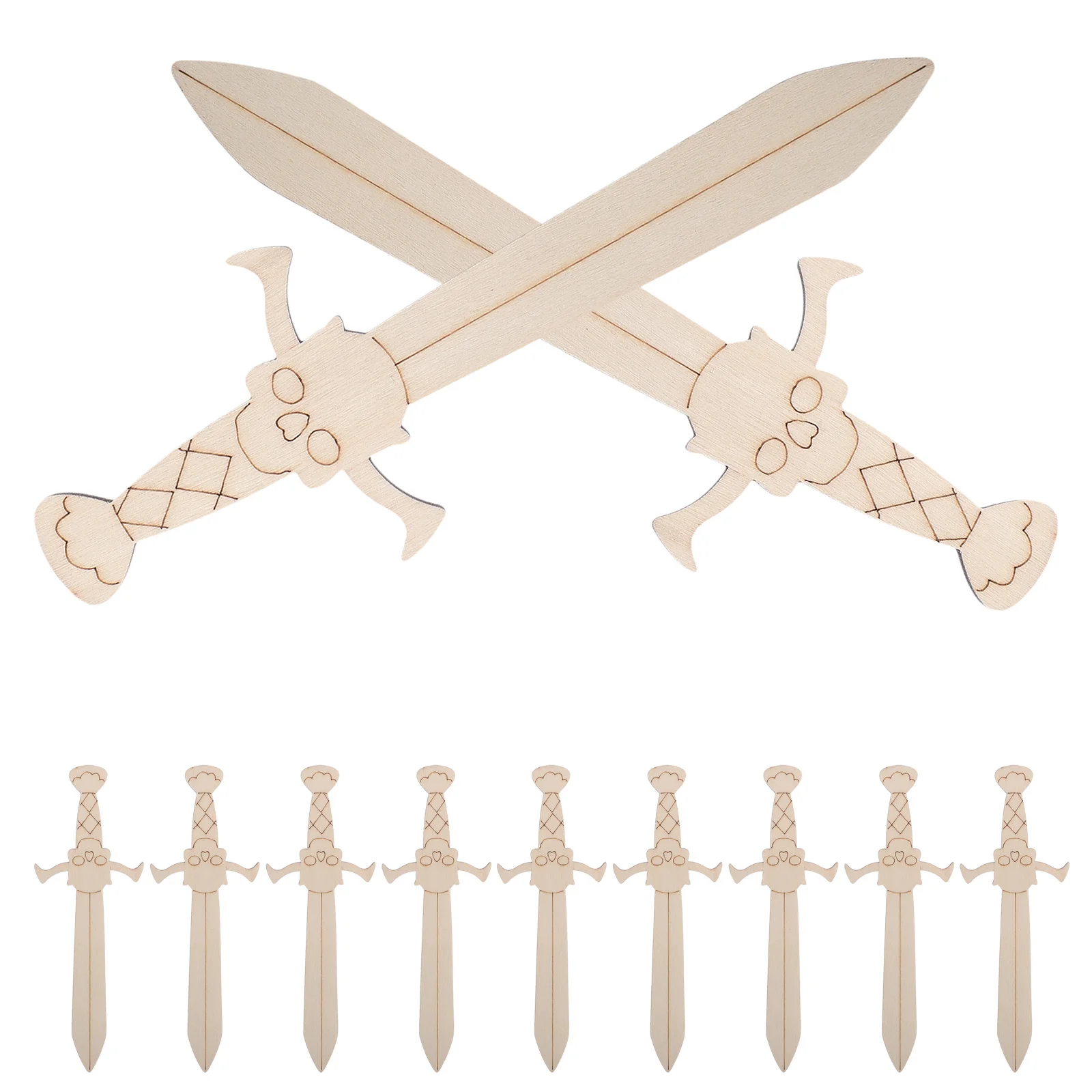 Recortes de madera en blanco para 20 piezas, suministros para manualidades DIY con temática pirata, piezas de madera sin terminar para actividades entre padres e hijos en interiores