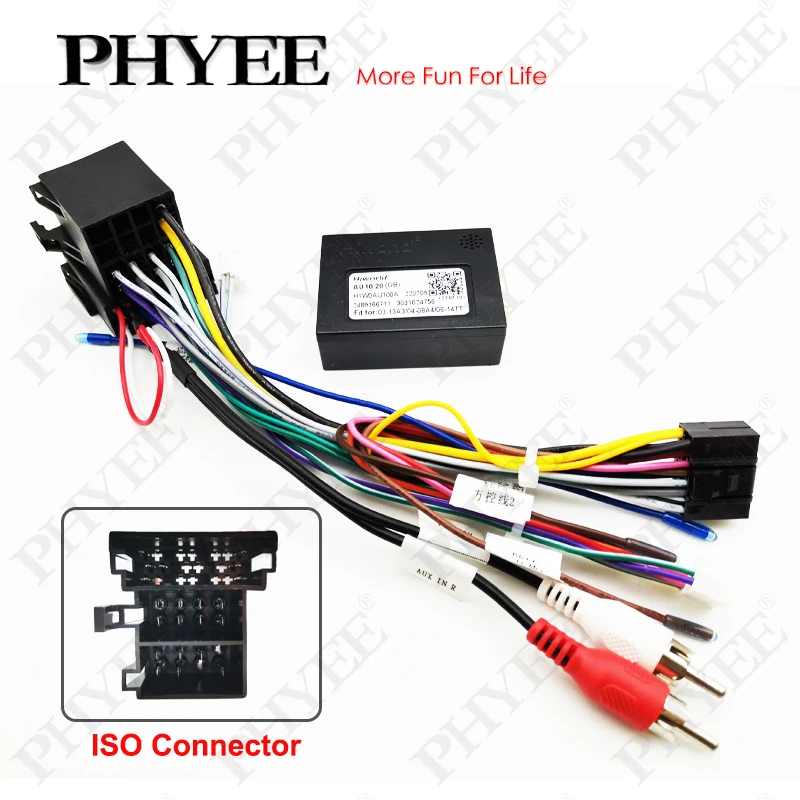 ISO Harness Adapter CAN Bus Decoder 16 Pin Plug Connector RCA Audio Car Android Head Unit Wiring Cable for Audi A3 8P A4 B7