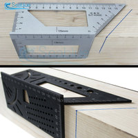 Aluminum T-shaped Multi-Functional Angle Ruler Three-Dimensional Bevel Angle Square 45+90 Degrees Gauge Angle Ruler Woodwor Tool