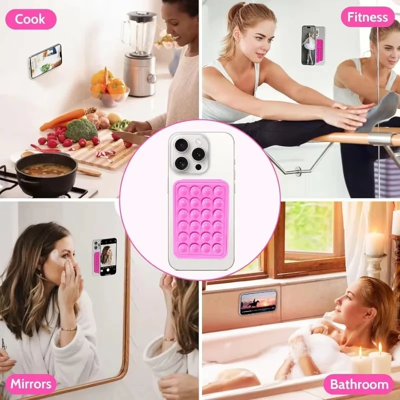 Soft Silicone Suction Cup Grip Stand for Phone Selfie Video Solid Backed Adhesive Suction Cup Holder Non-slip Wall Mount Bracket