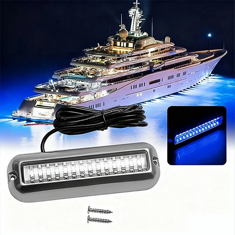 2Pcs Boat Transom Lights LED Stainless Steel Marine Bottom Light 42LED Boat Running Navigation Lamp IP68 Waterproof for Yacht