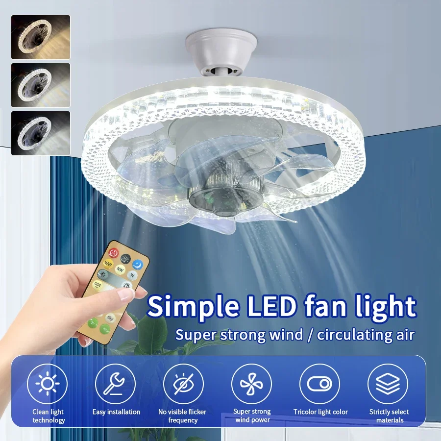 

LED Modern Ceiling Fan Lights With Remote Control Dimmable Crystal Ceiling Lamp For Bedroom Decor Living Room Indoor Lighting