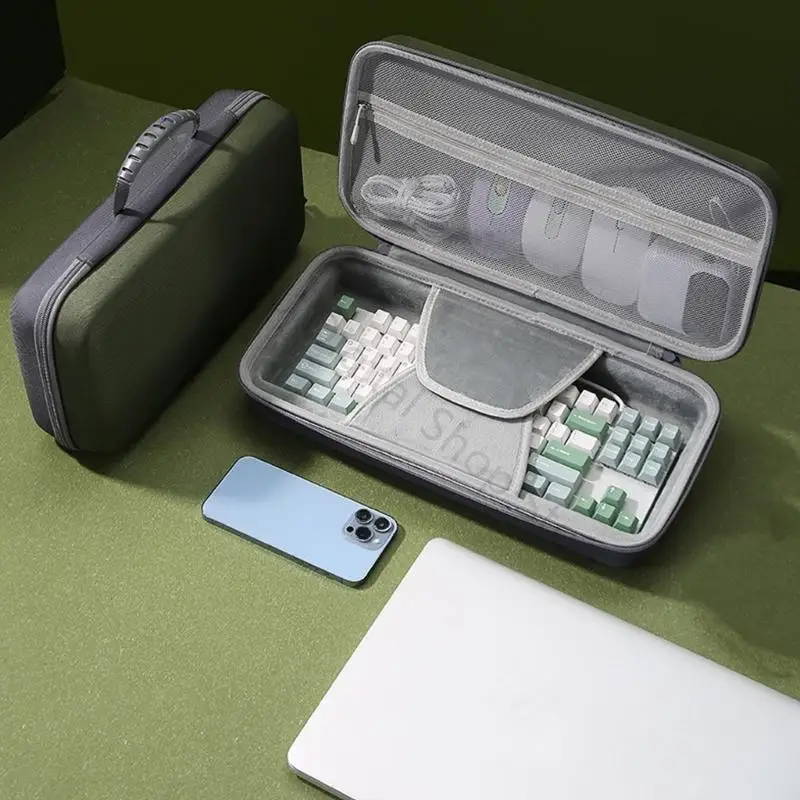 96BA Tragbare Tastatur-Tragetasche mit Innengurten, Zubehörtasche und Tragegriff für die Aufbewahrung Schreibtisch und den – Detail 7