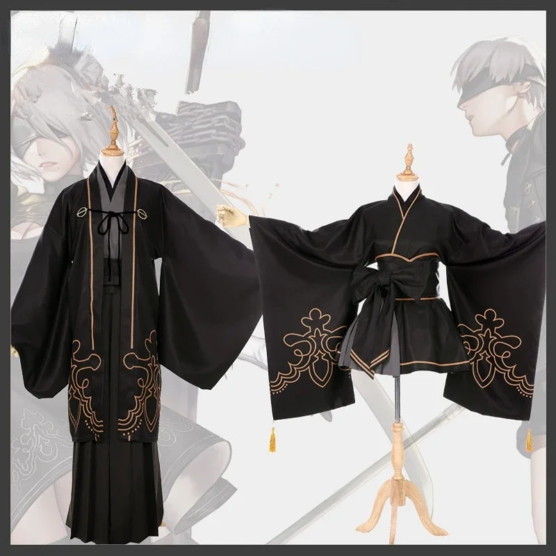 

Anime NieR:Automata Cosplay YoRHa 2B 9S Halloween Party Female Male Costume Japanese Kimono