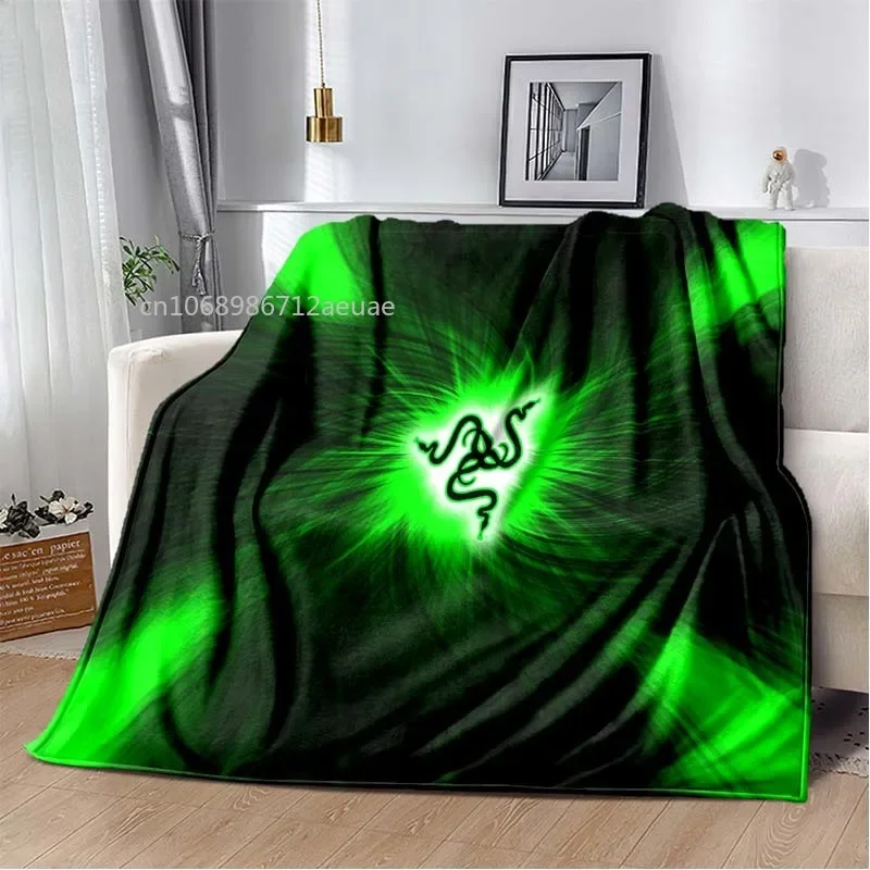 Game Razer Flannel Blanket Logo Printed Blanket for Game Lover Soft Comfortable Home Travel Bed Plush Birthday Gift