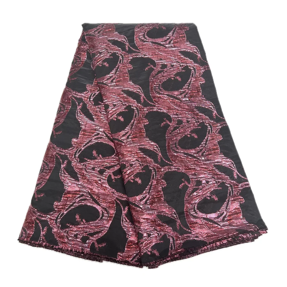 Nigerianischer, eleganter Vergoldungs-Brokat-Spitzenstoff, 5 Yards, afrikanische, modische Spitzenbesatzung, Nähen, Party, Hochzeiten, Kleider, Jacquard-Material