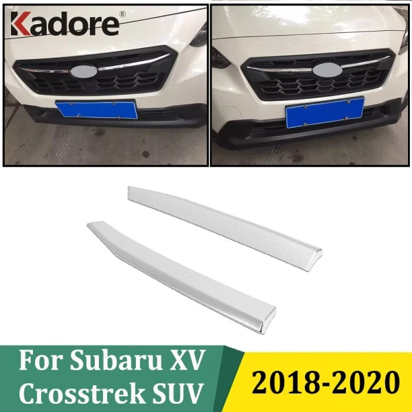 

For Subaru XV Crosstrek SUV 2018 2019 2020 ABS Chrome Upper Front Grille Grill Cover Trim Decoration Strips Exterior Accessories