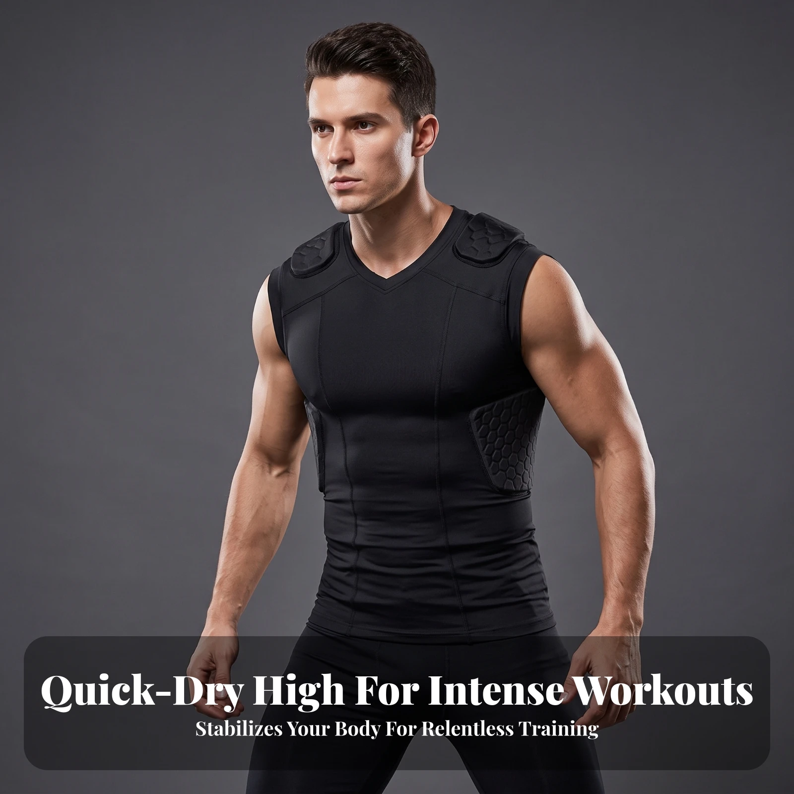 Padded Compression Vest Sleeveless Safety Vest Padded Shirt Tailored Top Breathable for Athletes, Sports Training