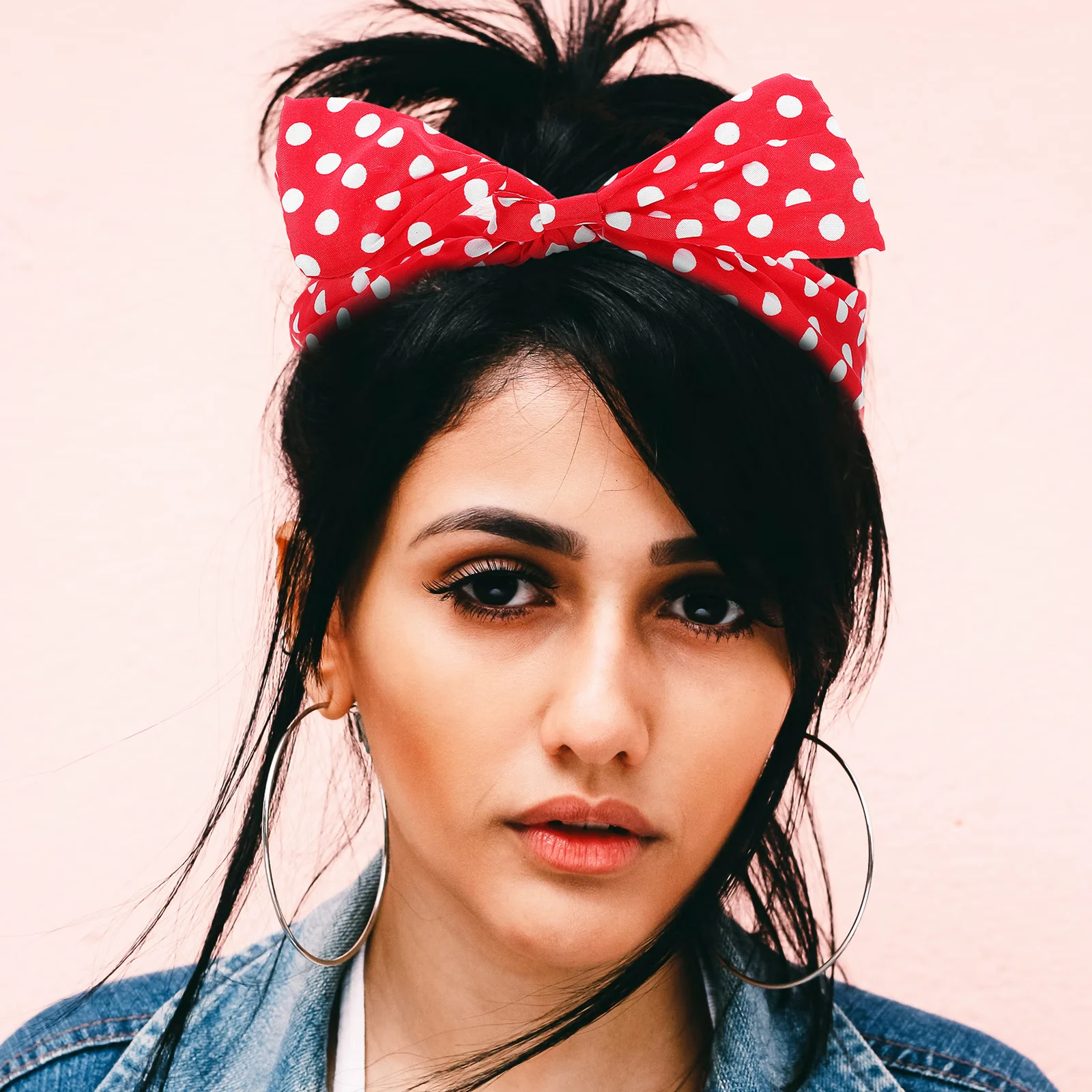 

4 шт., повязка для волос в горошек с бантом, противоскользящая женская повязка на голову, декоративные повязки на голову, проволочные повязки на голову