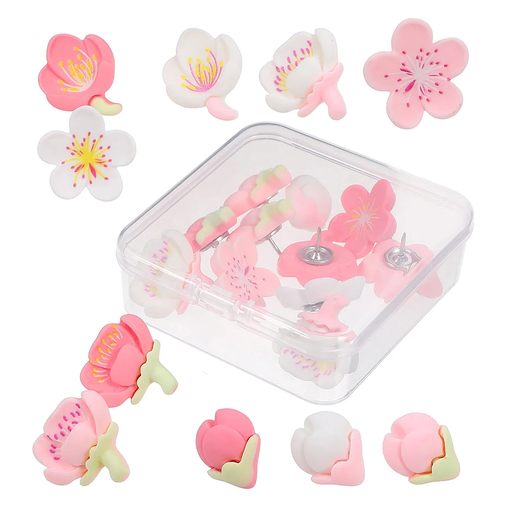 

30 Pcs Peach Blossom Thumbtack Sunflower Decor Push Pins for Bulletin Board Office