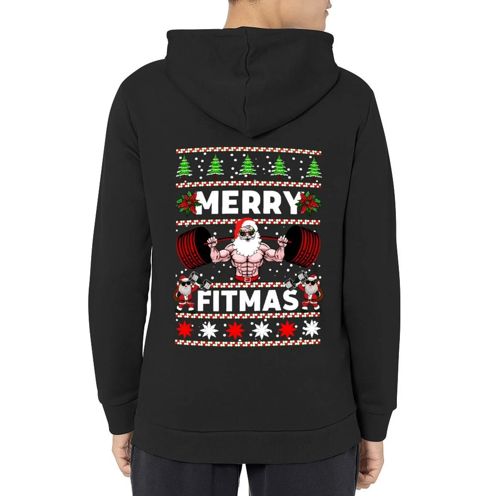 

Merry Fitmas Christmas Santa Lifting Barbell Squatmas Hoodie anime clothing winter clothes men's sweat-shirt set new in hoodies