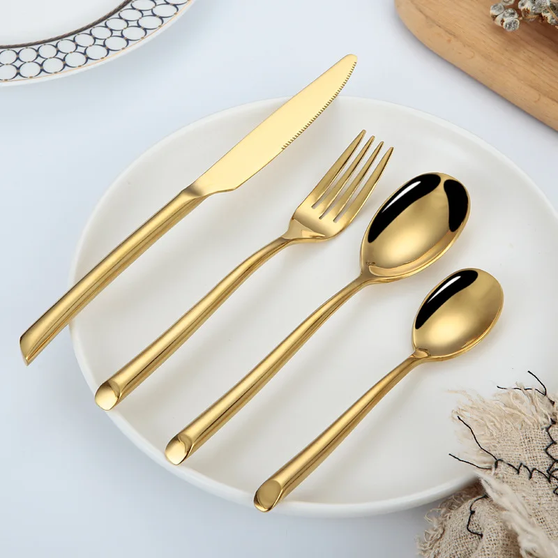 Golden Cutlery Set 304 Stainless Steel Dining Table Set Dinnerware Set Spoon and Fork Set Utensil Set