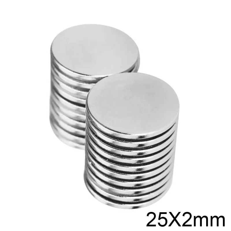 5/10/20/50pcs 25x2 Round Powerful Magnetic 25mmx2mm Bulk Sheet Neodymium Magnet 25x2mm Permanent NdFeB Strong Magnets 25*2