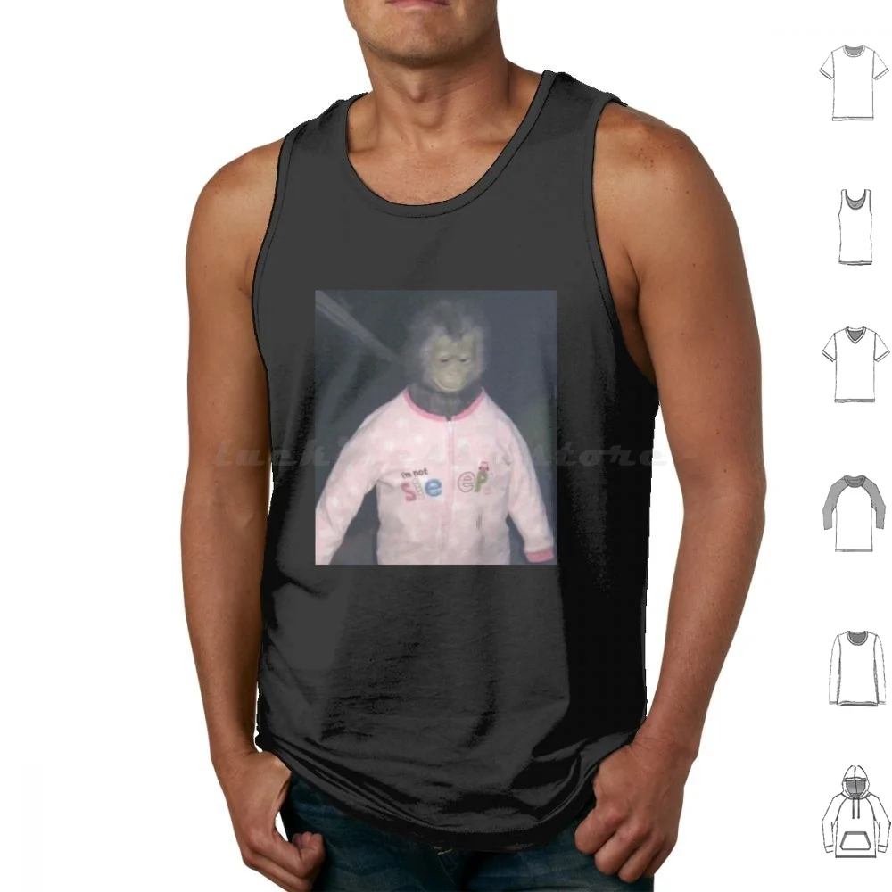 I'm Not Sleepy Monkey Tank Tops Print Cotton Im Am Not Sleepy Monkey Animal Cute Funny Cursed Dank Meme Memes
