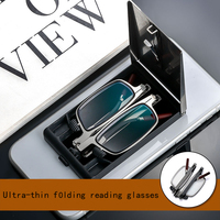 Hd anti-blue light folding reading glasses portable ultra-thin mobile phone stand glasses case unisex computer glasses