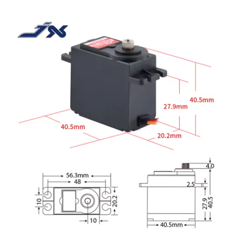 JX Servo PDI-5521MG 4.8-6V 20KG Engrenagem de metal de alta precisão Servo padrão digital 180 graus para carro RC helicóptero barco avião