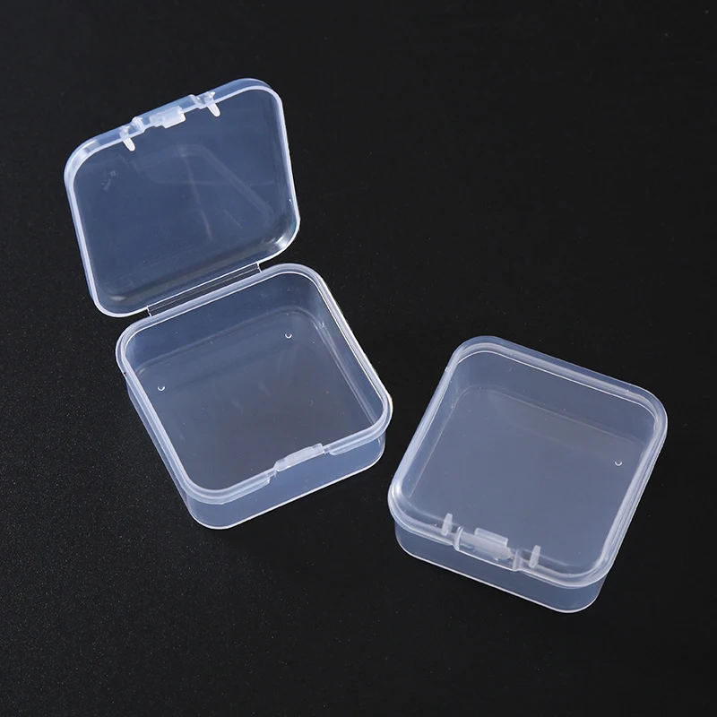 2PCS Transparent Storage Box Square Small Items Case Packing Boxes Jewelry Beads Container Sundries Organizer