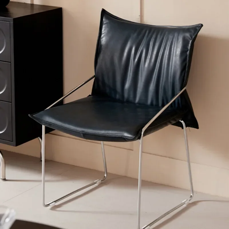 Italian Minimalist Dining Stool Light Luxury Back Chair for Bedroom Comfortable Office Chair for Casual Sitting & Lounge Areas image 4