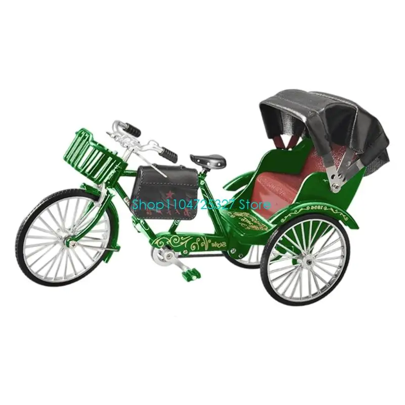 D8KF Historical Alloys Rickshaw Replicas Vintage Tricycle Model Home Accent Ornament