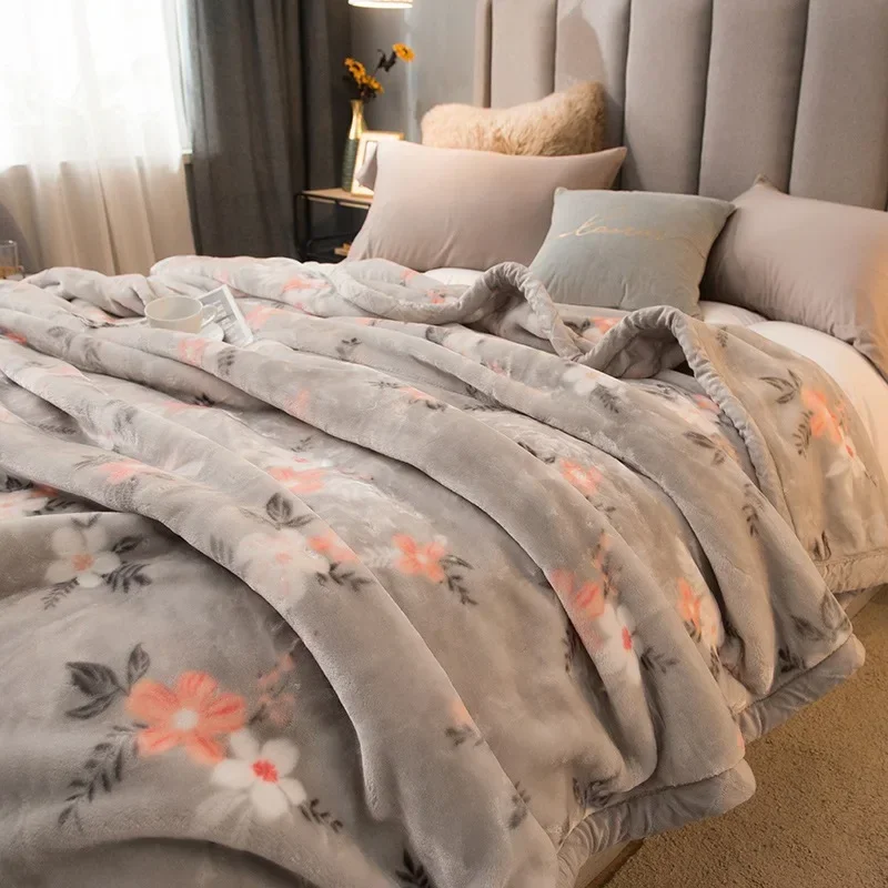 Printed Blanket Soft Skin-friendly Warm Double-layer Thicken Blanket Student Dormitory Office Nap Shawl Car Homestay Blanket