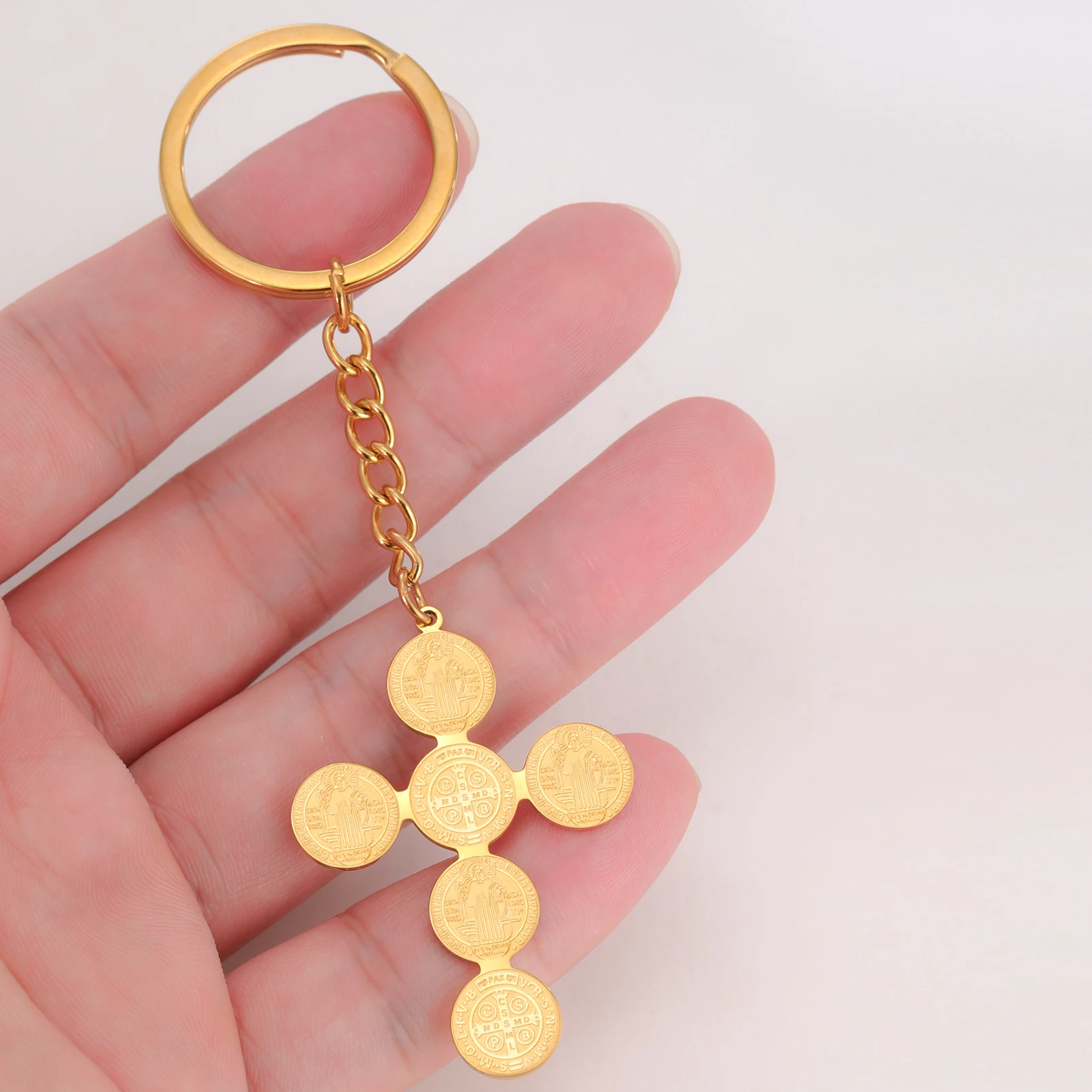 COOLTIME Doppelseitiger Heiliger Benedikt-Kreuz-Anhänger, Schlüsselanhänger, Glücks-Talisman, Edelstahl-Schmuck, 2026, neue Ausgabe – Detail 6