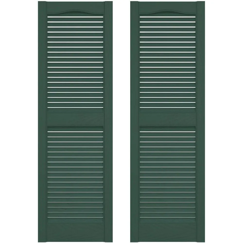 Builders Edge, Standard Cathedral Top Center Mullion, Open Louver Shutters, Includes Matching Installation Spikes (Per Pair)