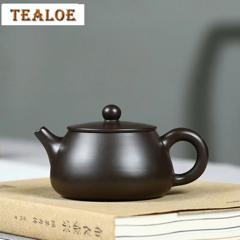 

200ml Retro Yixing Purple Clay Teapots Handmade Stone Scoop Pot Raw Ore Black Zhu Mud Kettle With Infuser Chinese Zisha Tea Set