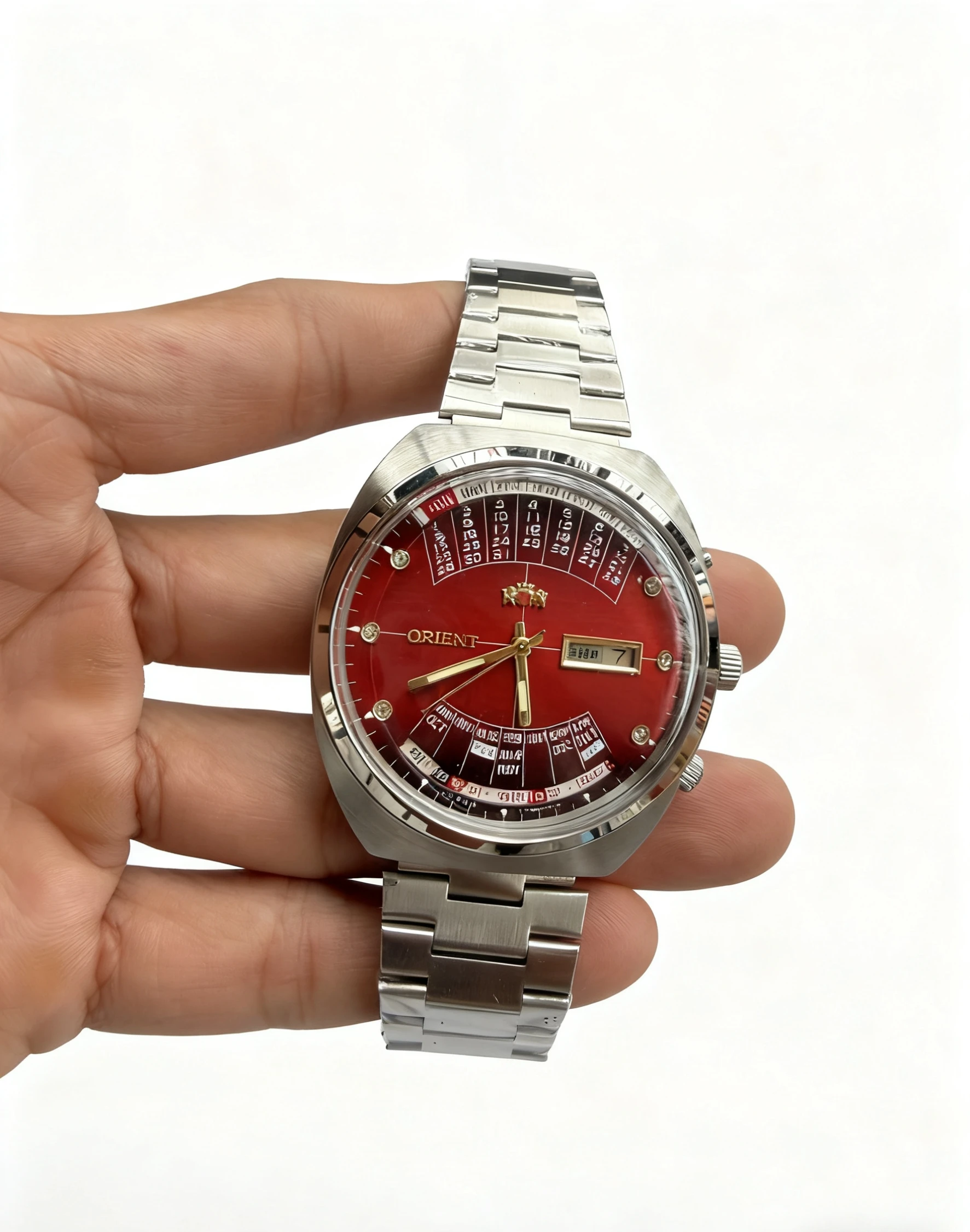 Reloj deportivo mecánico Unisex movimiento japonés funcionalidad completa calendario perpetuo luminiscente de acero inoxidable serie Orient