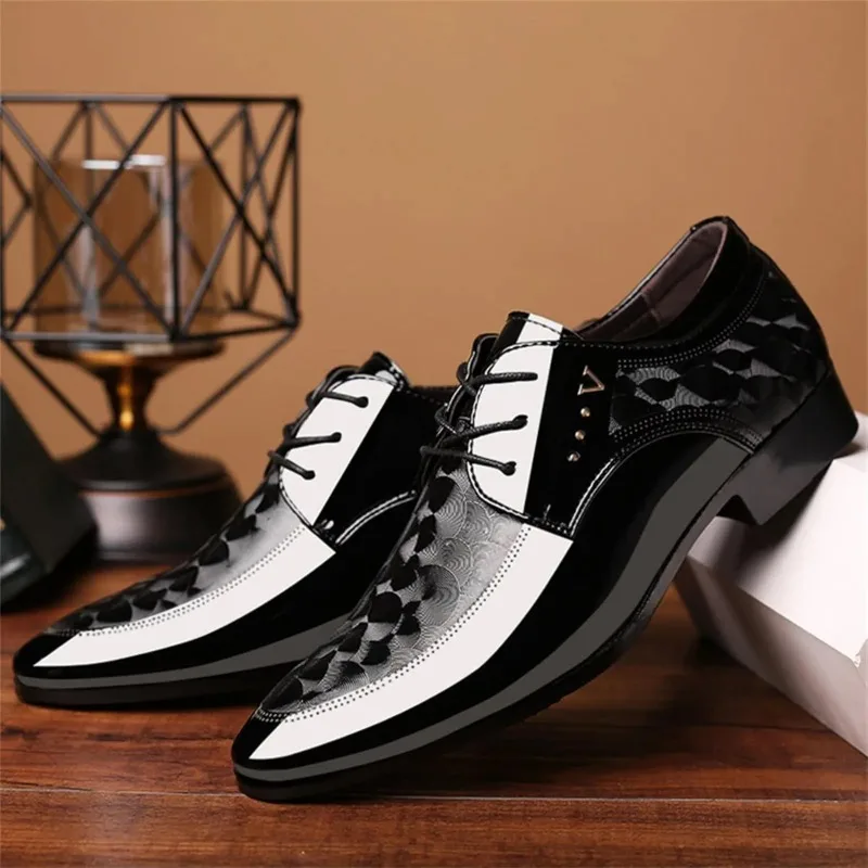 Leather Dress Shoes Men's Oxford Shoes Moire PatternFormal Business Dress Shoe Lace Up Italy Modern Suit Tuxedo Shoes for Men