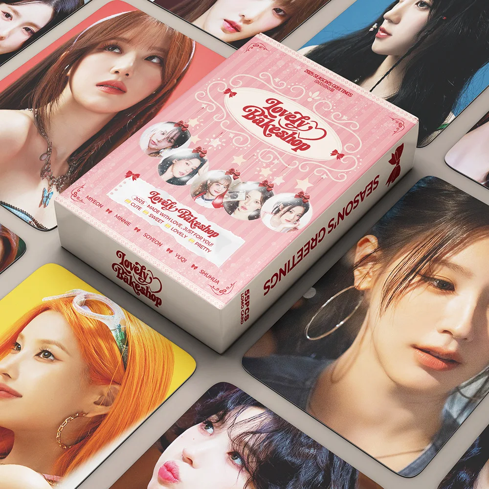 55Pcs/Set (G)I-DLE Idol New Album LOVELY BAKESHOP HD Printed Photocards Minnie SoYeon YuQi ShuHua MiYeon Lomo Cards Fans Gift